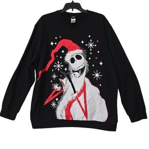 Disney Nightmare Before Christmas Jack Skellington Black Sweatshirt Halloween XL